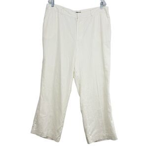 Lauren Ralph Lauren Linen Dress Pants Size 16 Ivory Wide Leg Lined